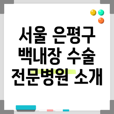 서울 은평구 백내장 수술 전문병원 소개