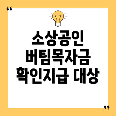 소상공인 버팀목자금 확인지급 대상