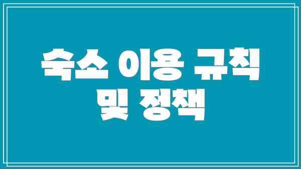 숙소 이용 규칙 및 정책