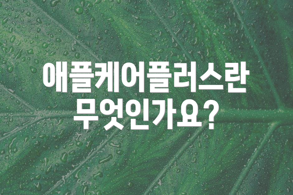 애플케어플러스란 무엇인가요?