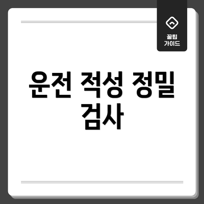 운전 적성 정밀 검사