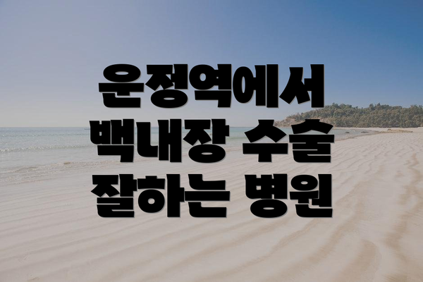 운정역에서 백내장 수술 잘하는 병원