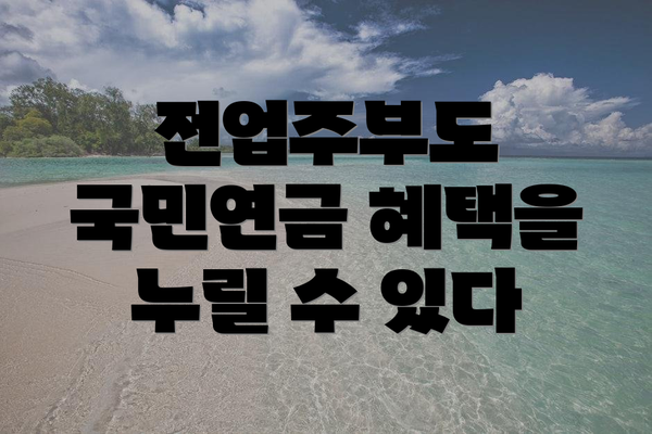 전업주부도 국민연금 혜택을 누릴 수 있다