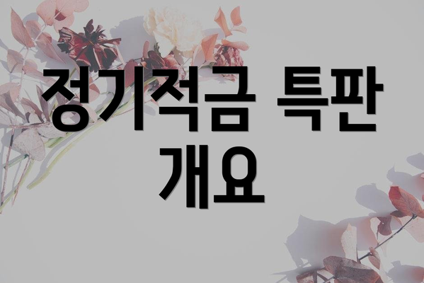 정기적금 특판 개요