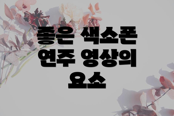 좋은 색소폰 연주 영상의 요소