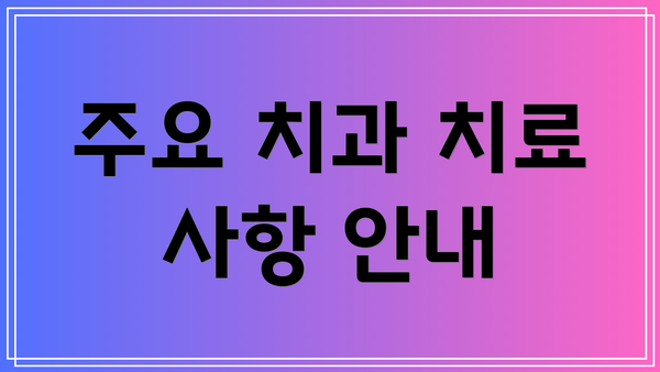 주요 치과 치료 사항 안내