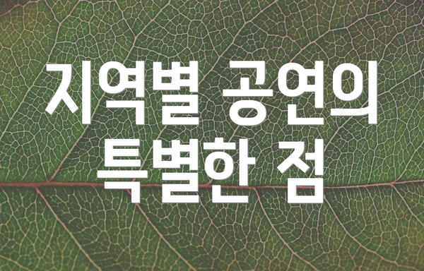 지역별 공연의 특별한 점