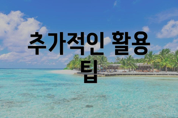추가적인 활용 팁