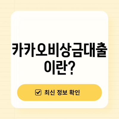 카카오비상금대출이란?
