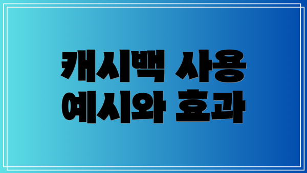 캐시백 사용 예시와 효과