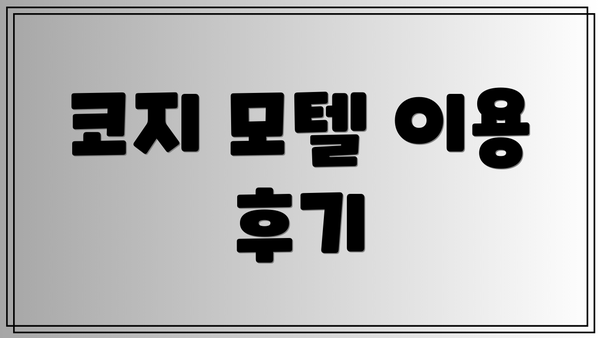 코지 모텔 이용 후기