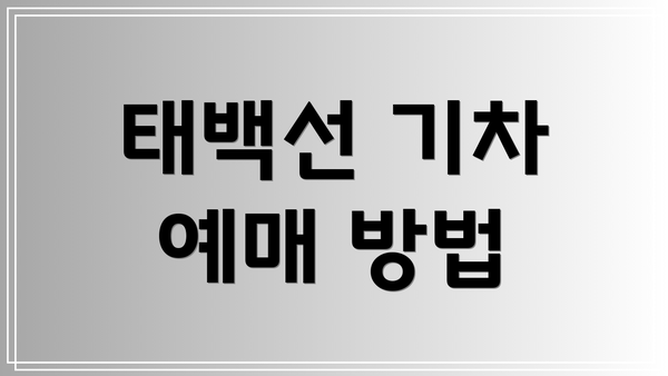 태백선 기차 예매 방법