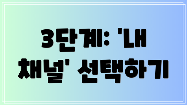 3단계: '내 채널' 선택하기