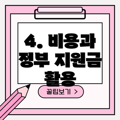 4. 비용과 정부 지원금 활용